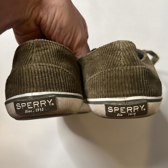 Sperry Forest Green Olive Corduroy Tennis Shoes Sneakers STS84189 Size 8 - Picture 5 of 11